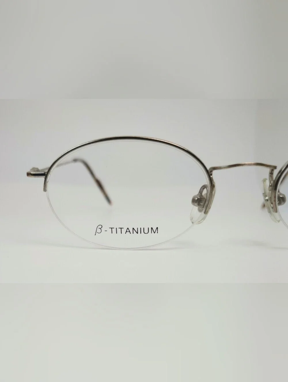 Miyabi. Kairi project. Silver Oval Beta ẞ Titanium Glasses. Semi Rimless. 1990s